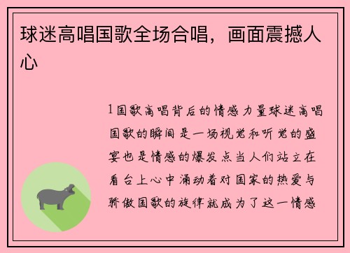 球迷高唱国歌全场合唱，画面震撼人心